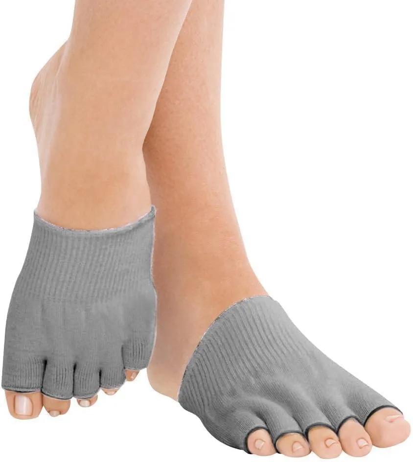 Open Toe Alignment Socks Gel-Lined Foot Massage Separator Spacer Relaxing Stretch Tendon Pain Relief Yoga Sports Gym. (Medium, Dark Grey)