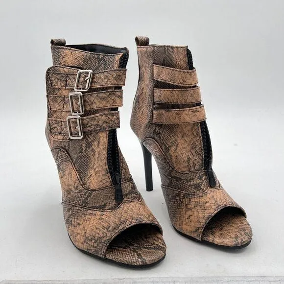 Open Toe Ankle Stiletto Boots High Heels Peep Toe Booties Zipper Fashion Dress B
