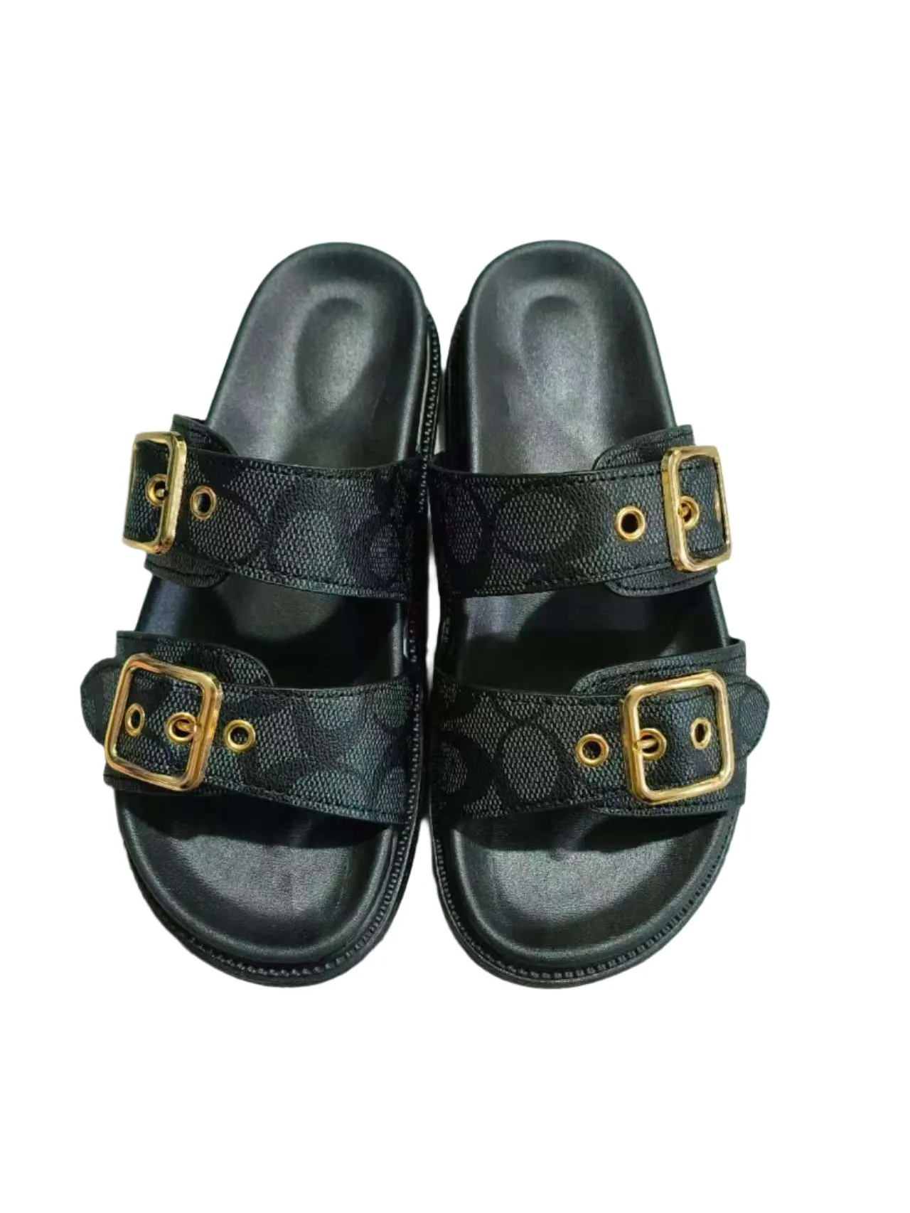 Open Toe Double Buckle Sandals