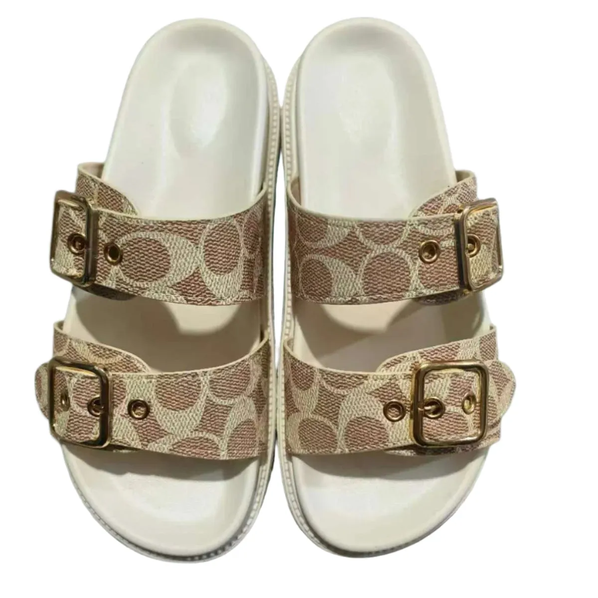 Open Toe Double Buckle Sandals