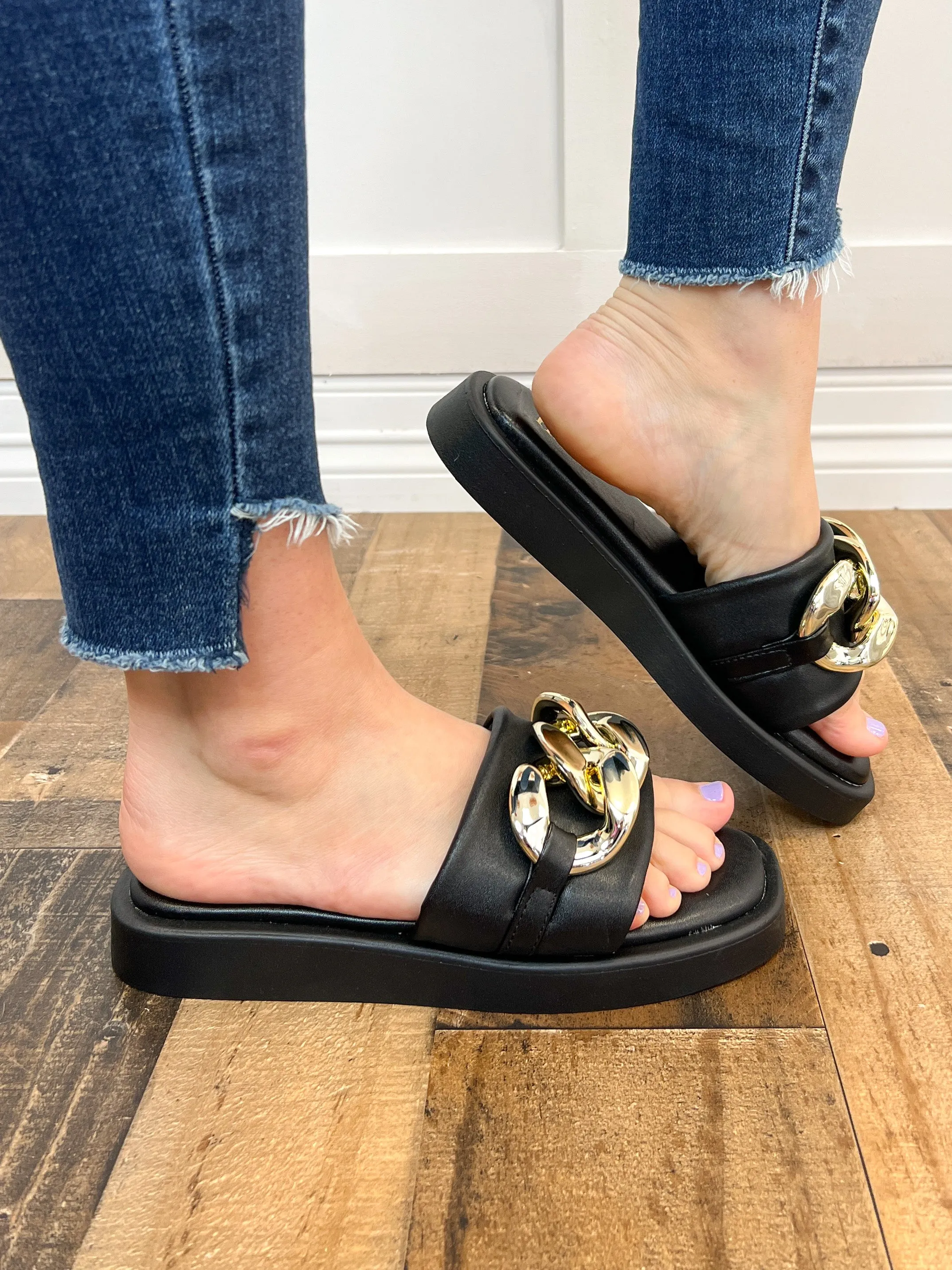 Open Toe "Chain" Slide Sandals