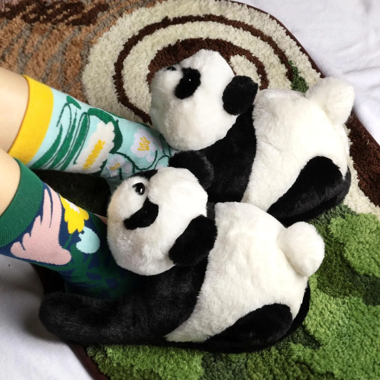Openhaha Animal Slippers - Cute Fluffy Non-slip Raccoon Gifts for Women, Men