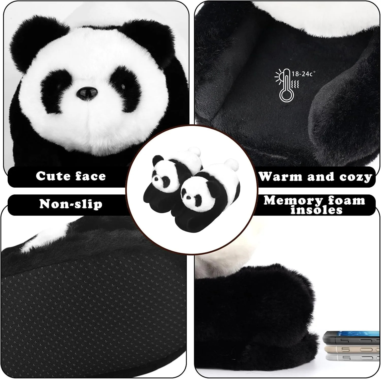 Openhaha Animal Slippers - Cute Fluffy Non-slip Raccoon Gifts for Women, Men