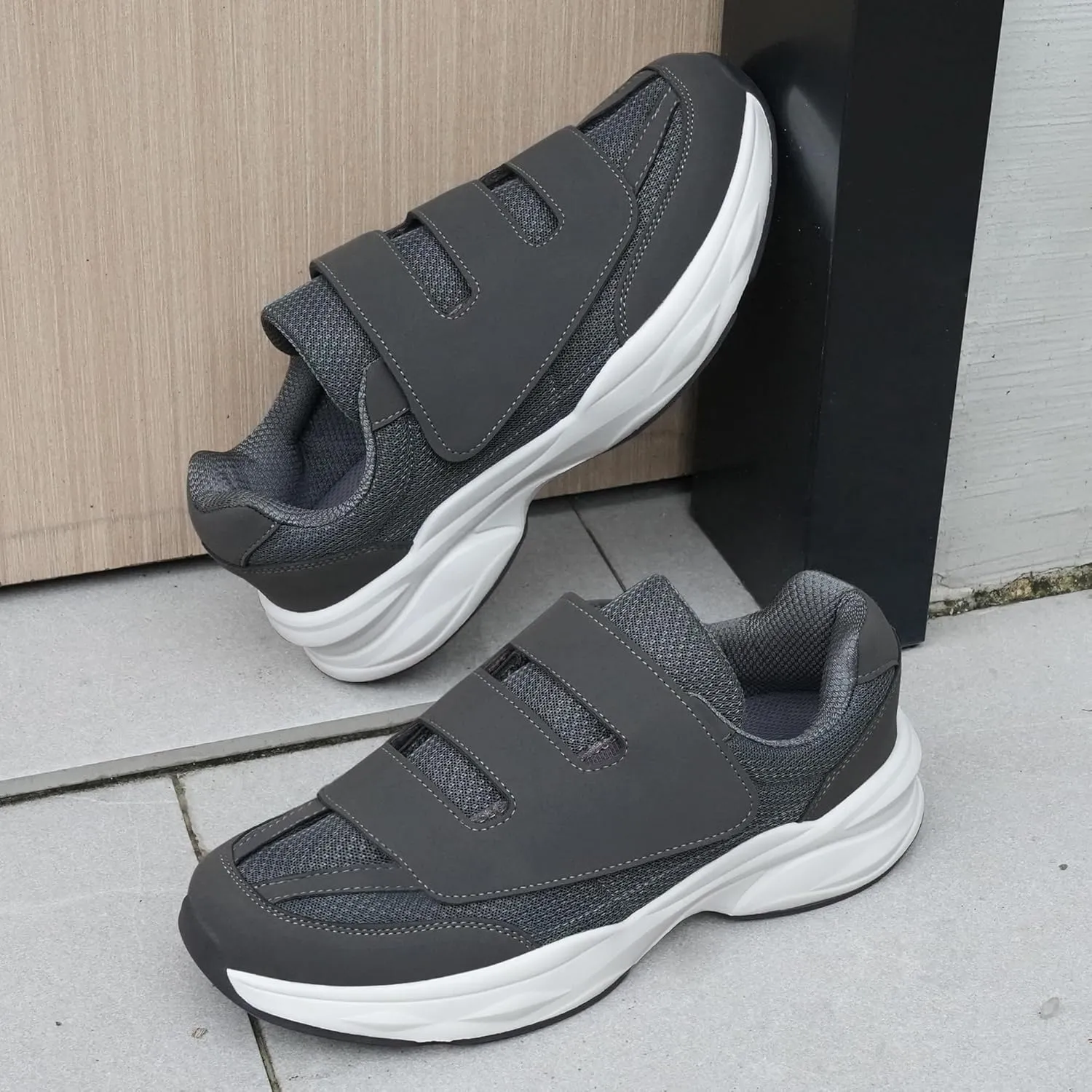 Ortho rest Men Diabetic Walking Shoes Swollen Feet Shoe with Adjustable Closure