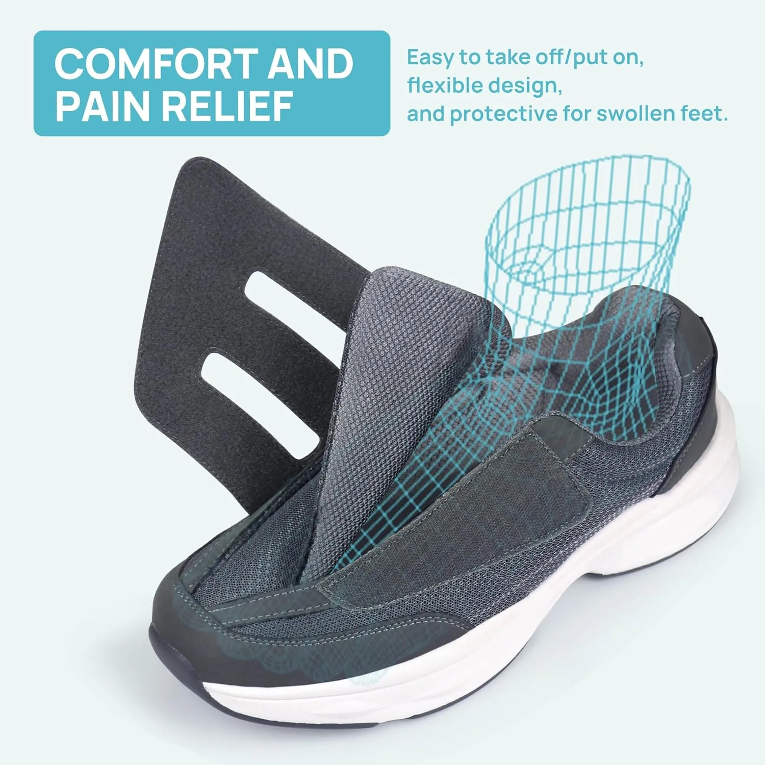 Ortho rest Men Diabetic Walking Shoes Swollen Feet Shoe with Adjustable Closure