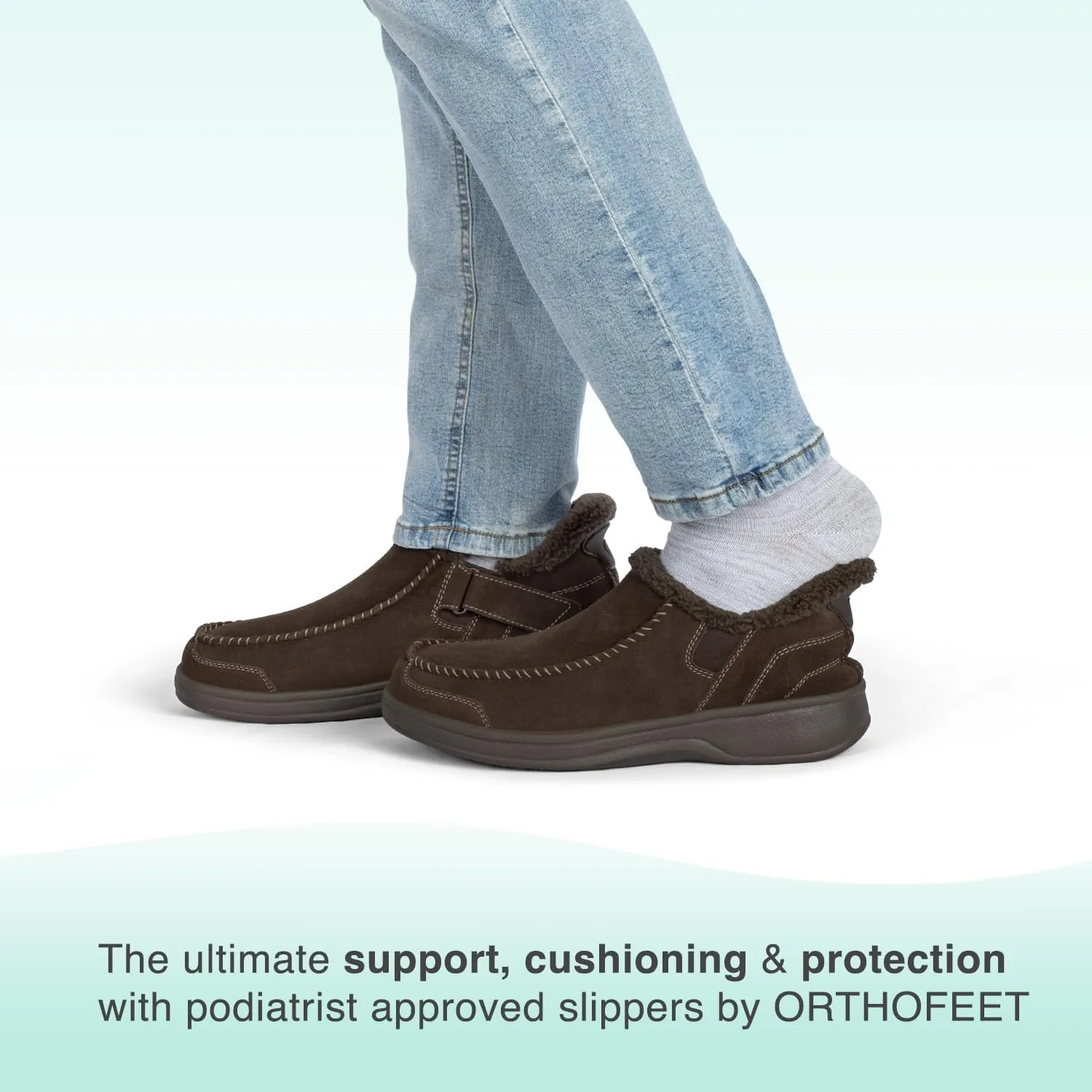Orthofeet Men's Orthopedic Leather Vito Hands-Free Slipper
