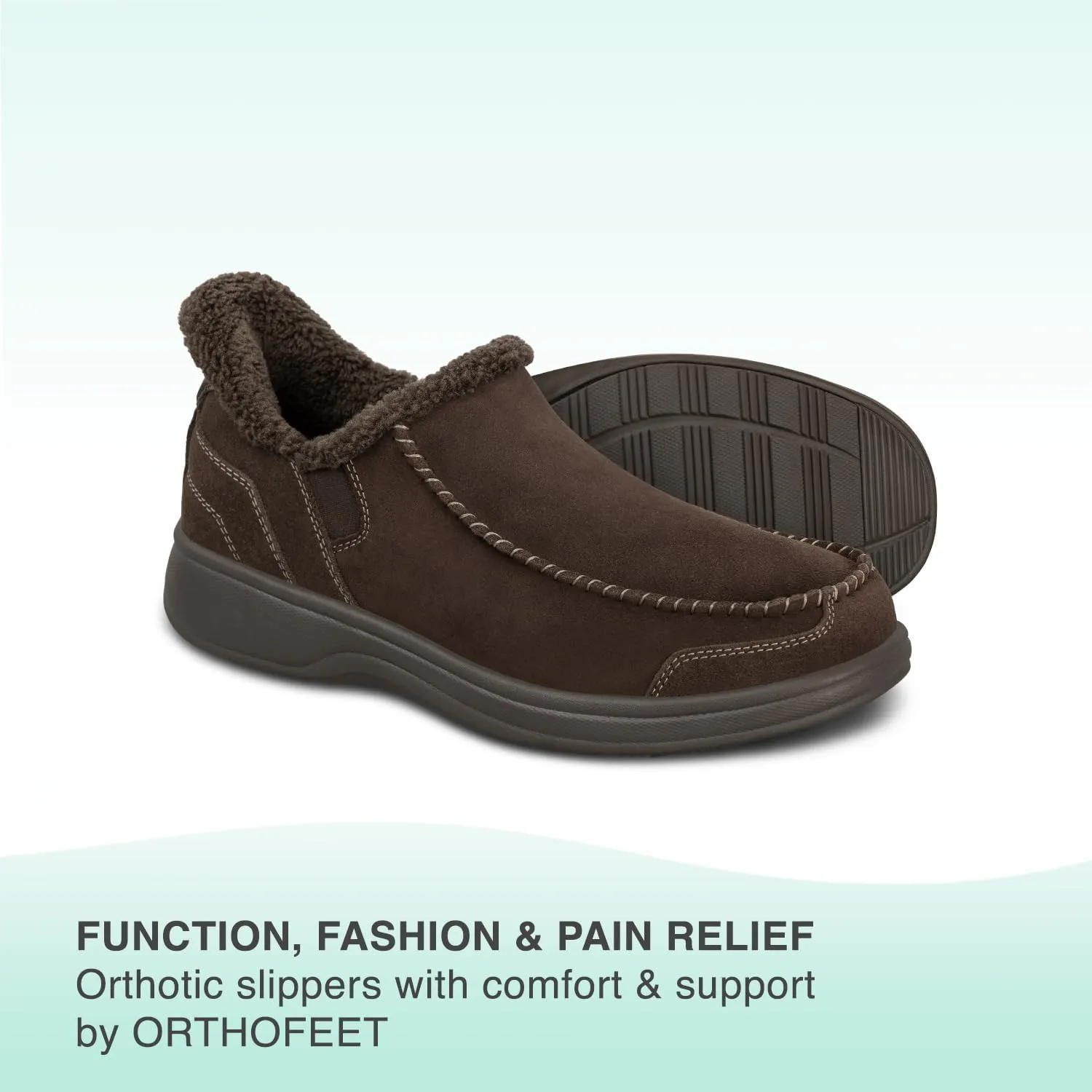 Orthofeet Men's Orthopedic Leather Vito Hands-Free Slipper
