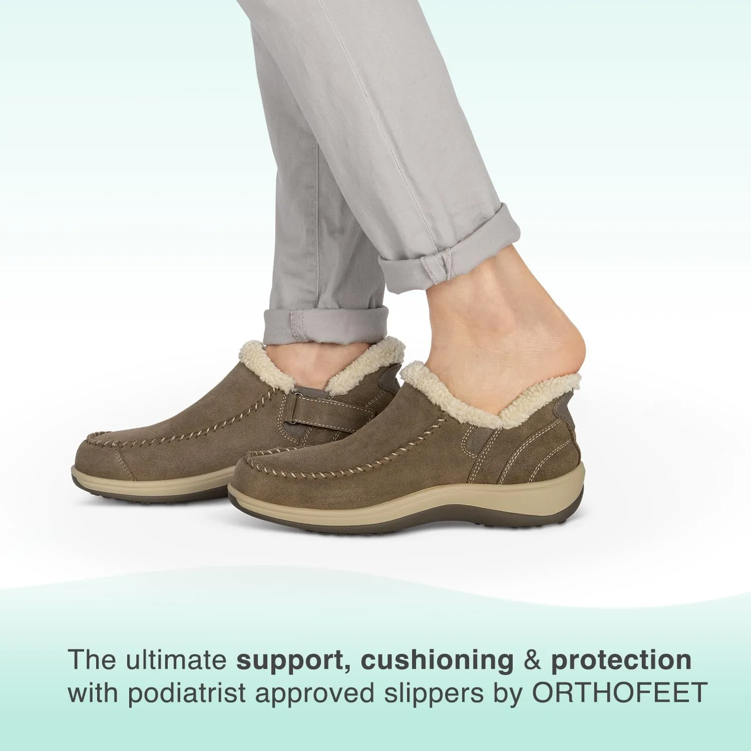 Orthofeet Women's Orthopedic Leather Lorin Hands-Free Slipper