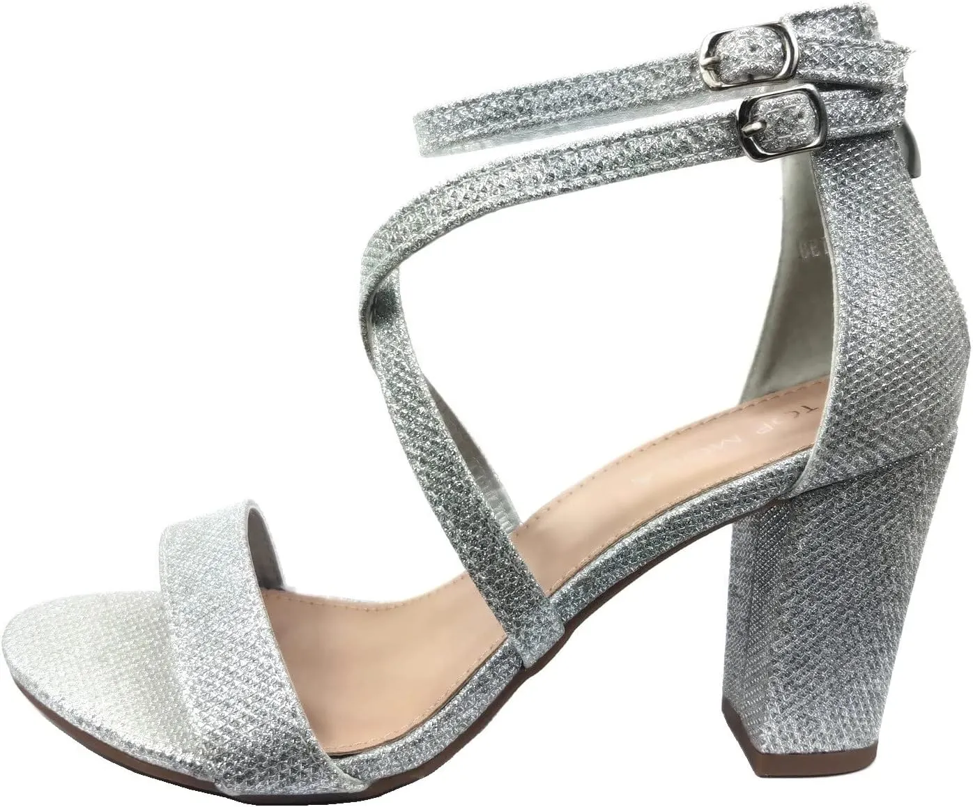 Over The Toe Cross Strap Block Heel Open Toe Dress Sandal