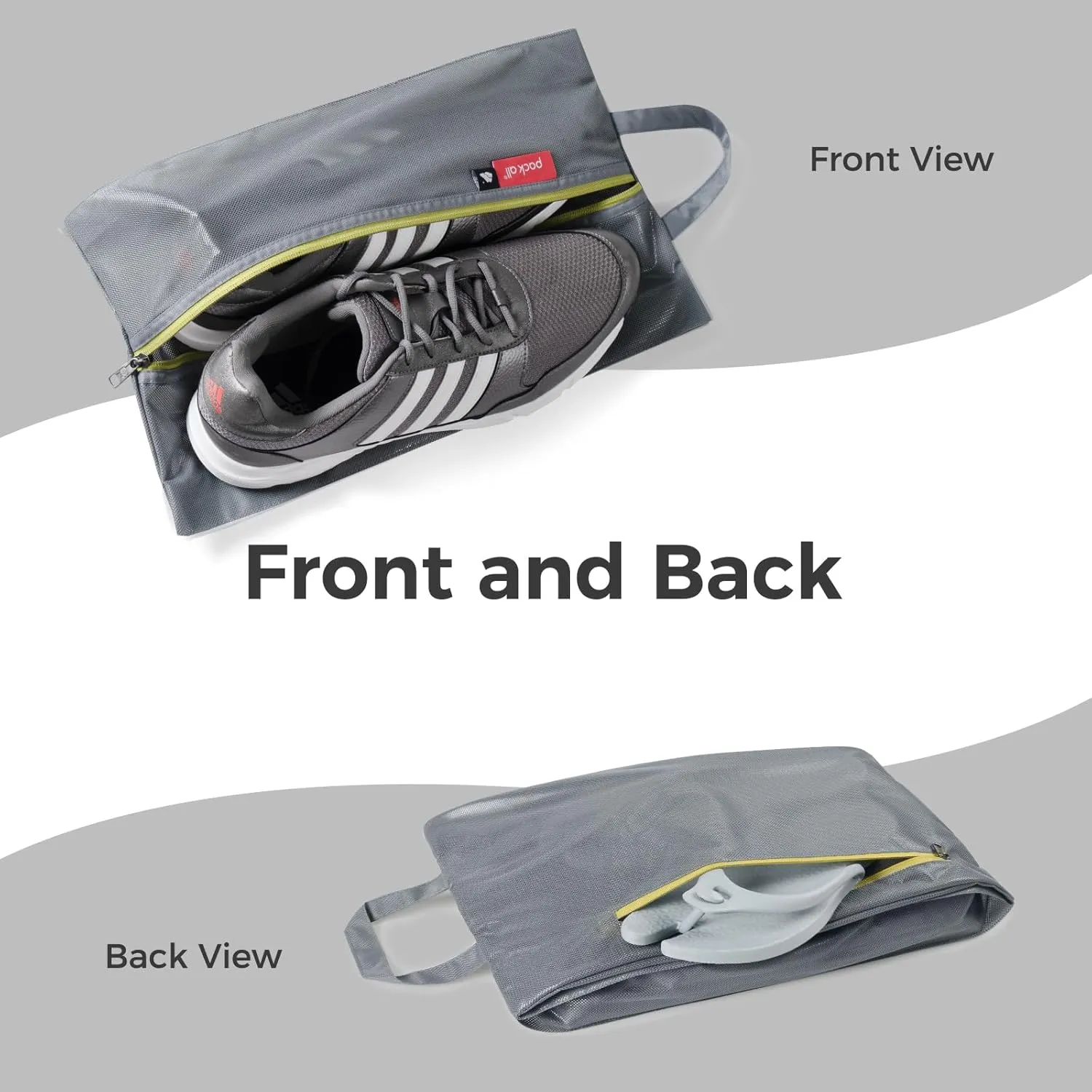 pack all Shoe Bag for Travel, Water-Resistant Shoe Pouch for Gym, Odor-Resistant Soccer Cleats Bag for Sport (Dual Pocket Version)