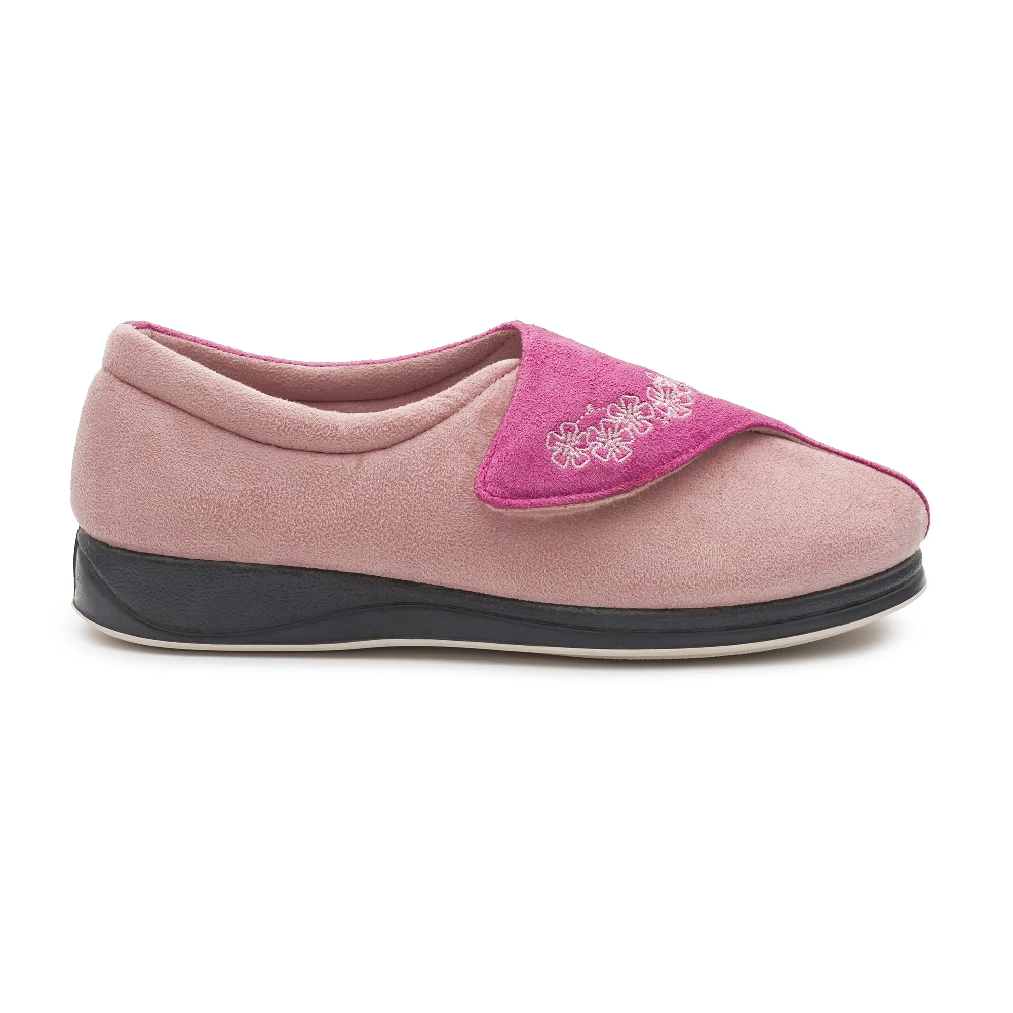 Padders HUG Womens (EE Fit) Touch Fasten Slippers Pink
