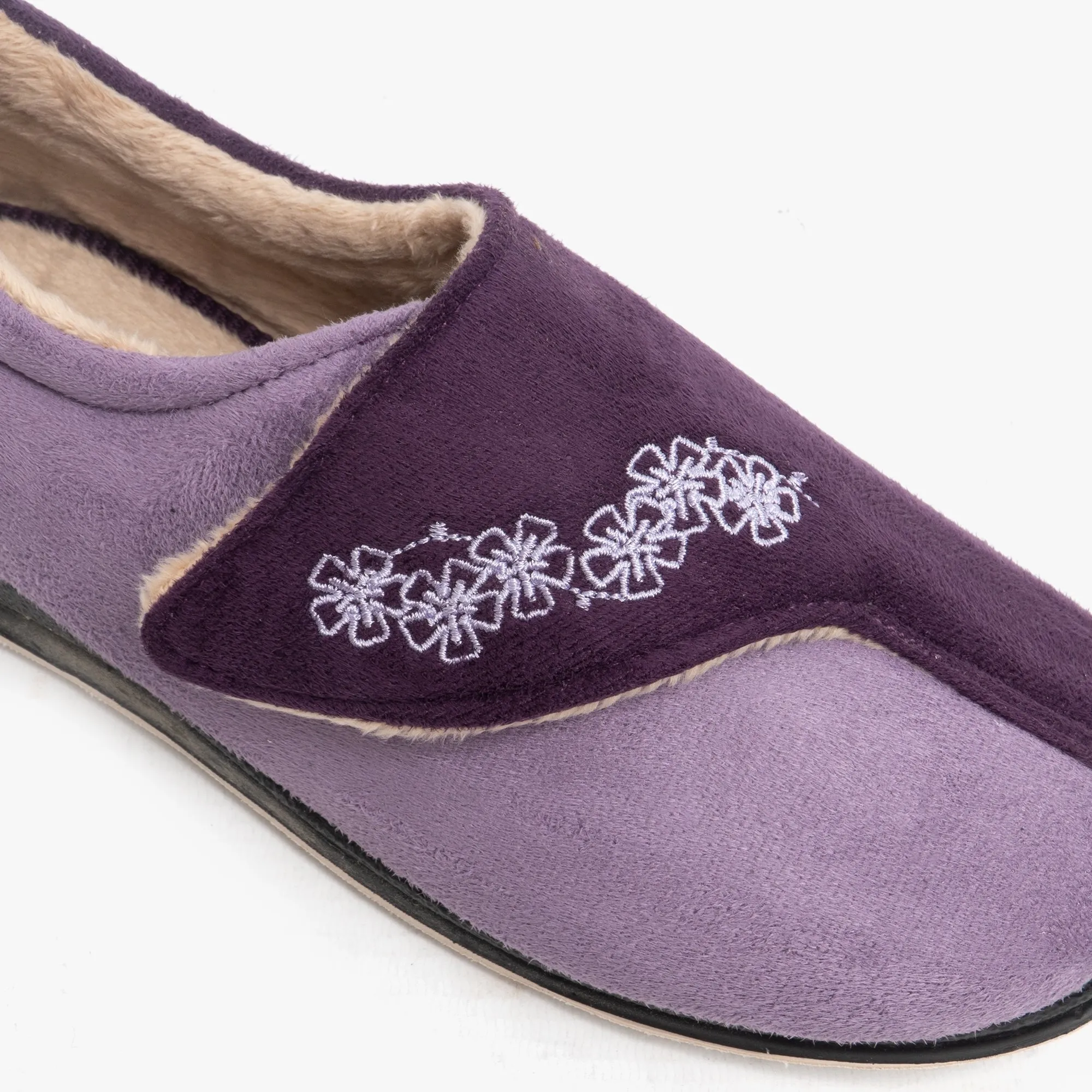 Padders HUG Womens (EE Fit) Touch Fasten Slippers Purple/Lavender
