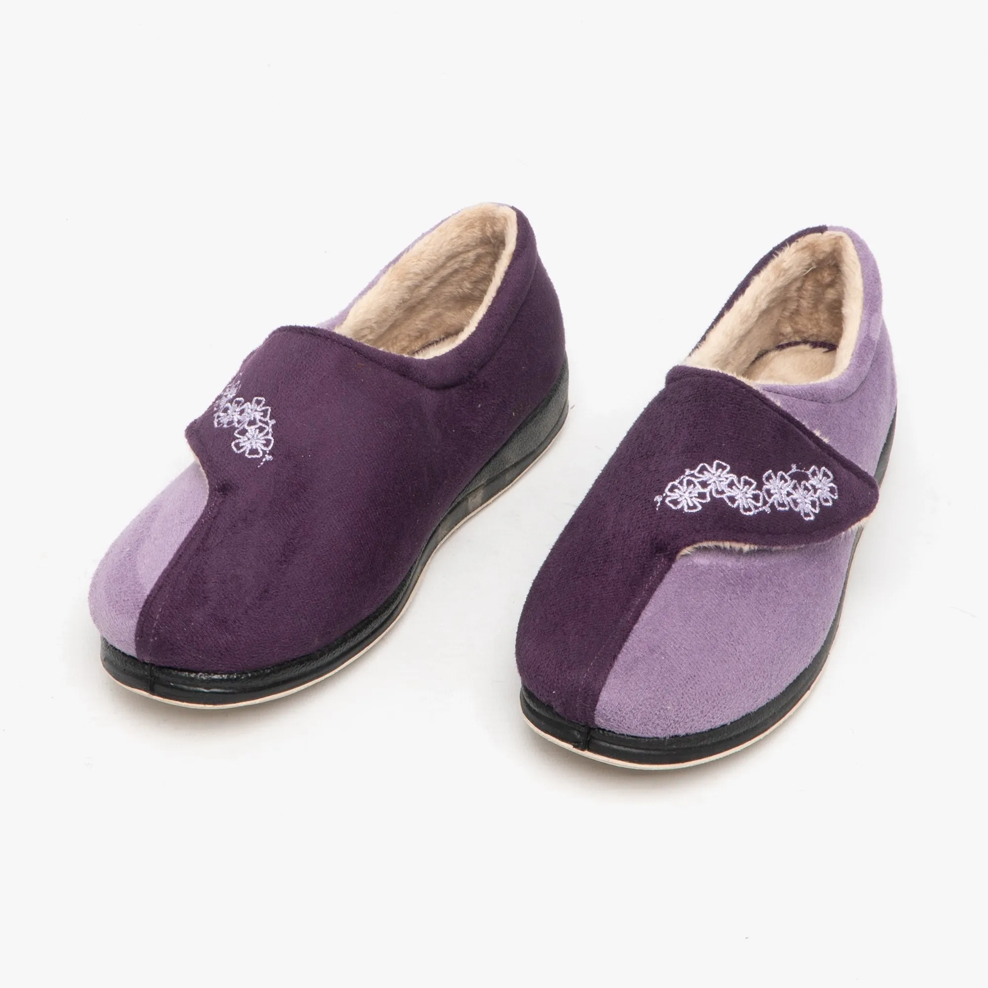 Padders HUG Womens (EE Fit) Touch Fasten Slippers Purple/Lavender