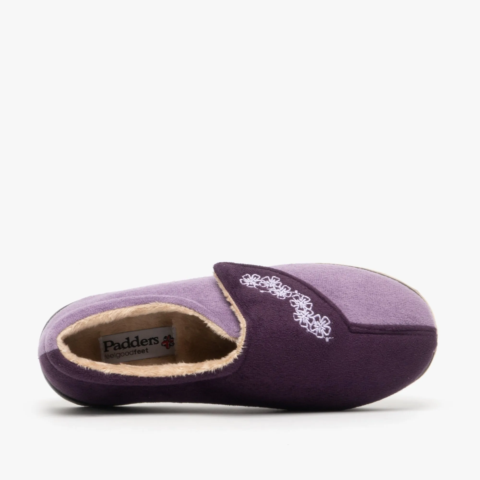 Padders HUG Womens (EE Fit) Touch Fasten Slippers Purple/Lavender