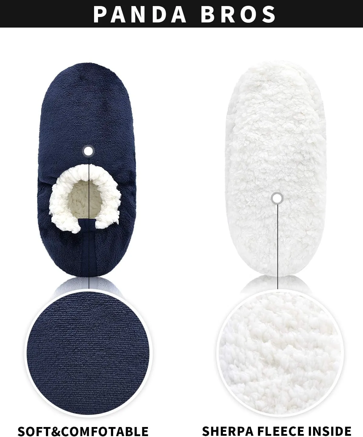 Panda Bros Mens Slipper Socks Low Cut Super Soft Warm Home Sock with Non-Slip Indoor Slipper Shoes Socks