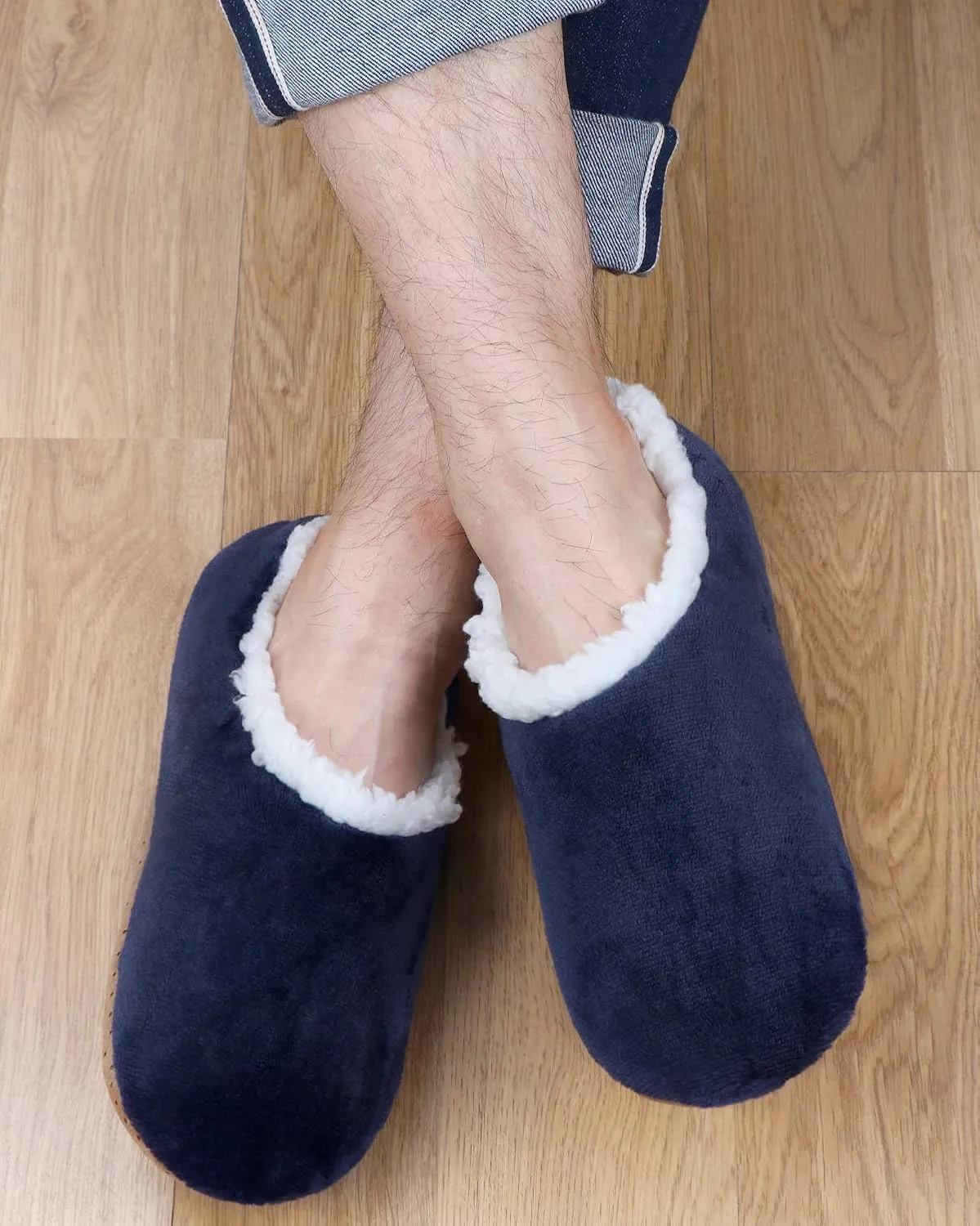 Panda Bros Mens Slipper Socks Low Cut Super Soft Warm Home Sock with Non-Slip Indoor Slipper Shoes Socks