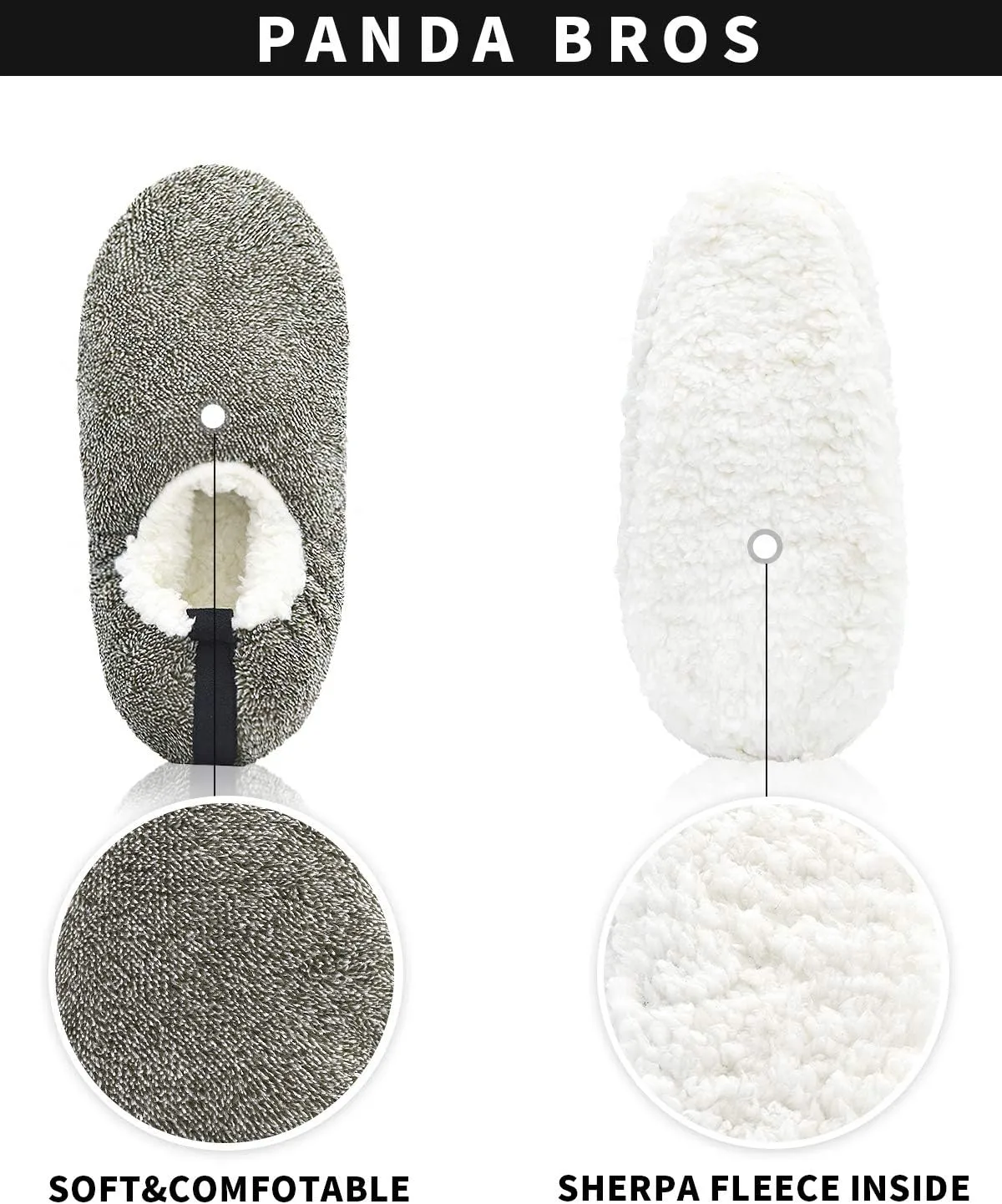 Panda Bros Mens Slipper Socks Low Cut Super Soft Warm Home Sock with Non-Slip Indoor Slipper Shoes Socks