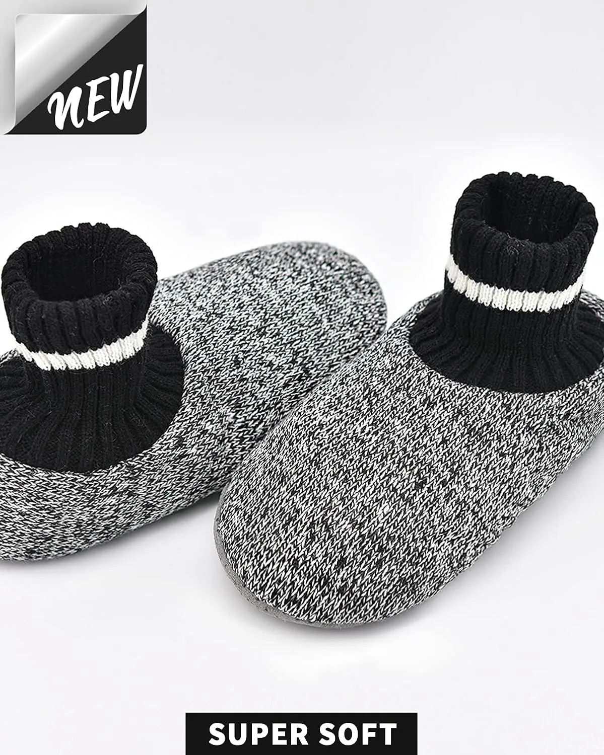 Panda Bros Slipper Socks Soft Cozy Thick House Indoor Boot Sock Shoes with Anti-Skid Bottom Soles for Men's