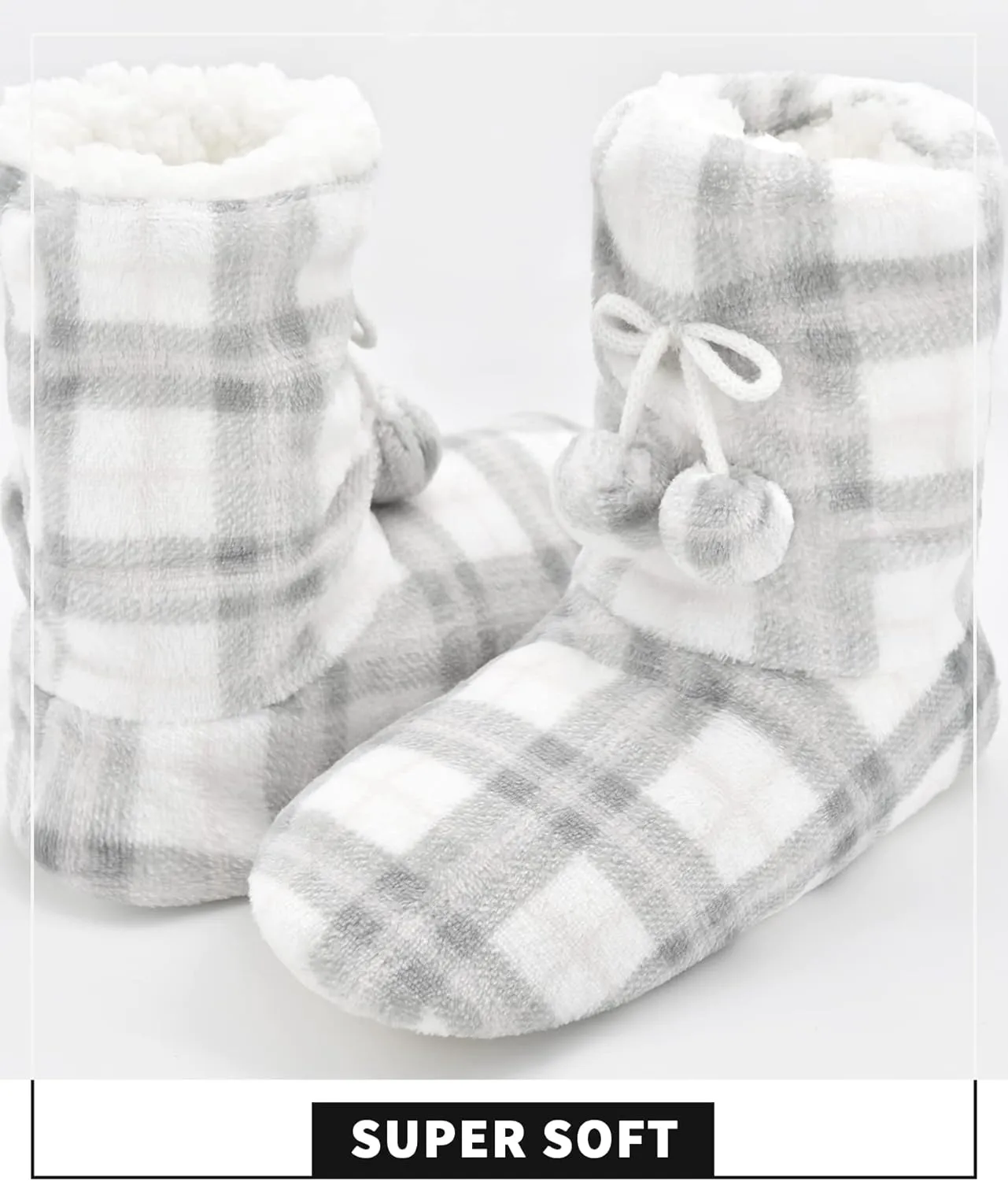 Panda Bros Women's Slipper Sock Indoor Super Soft Warm Fuzzy Lined Booties Slippers, Winter Fluffy House Socks with Grippers