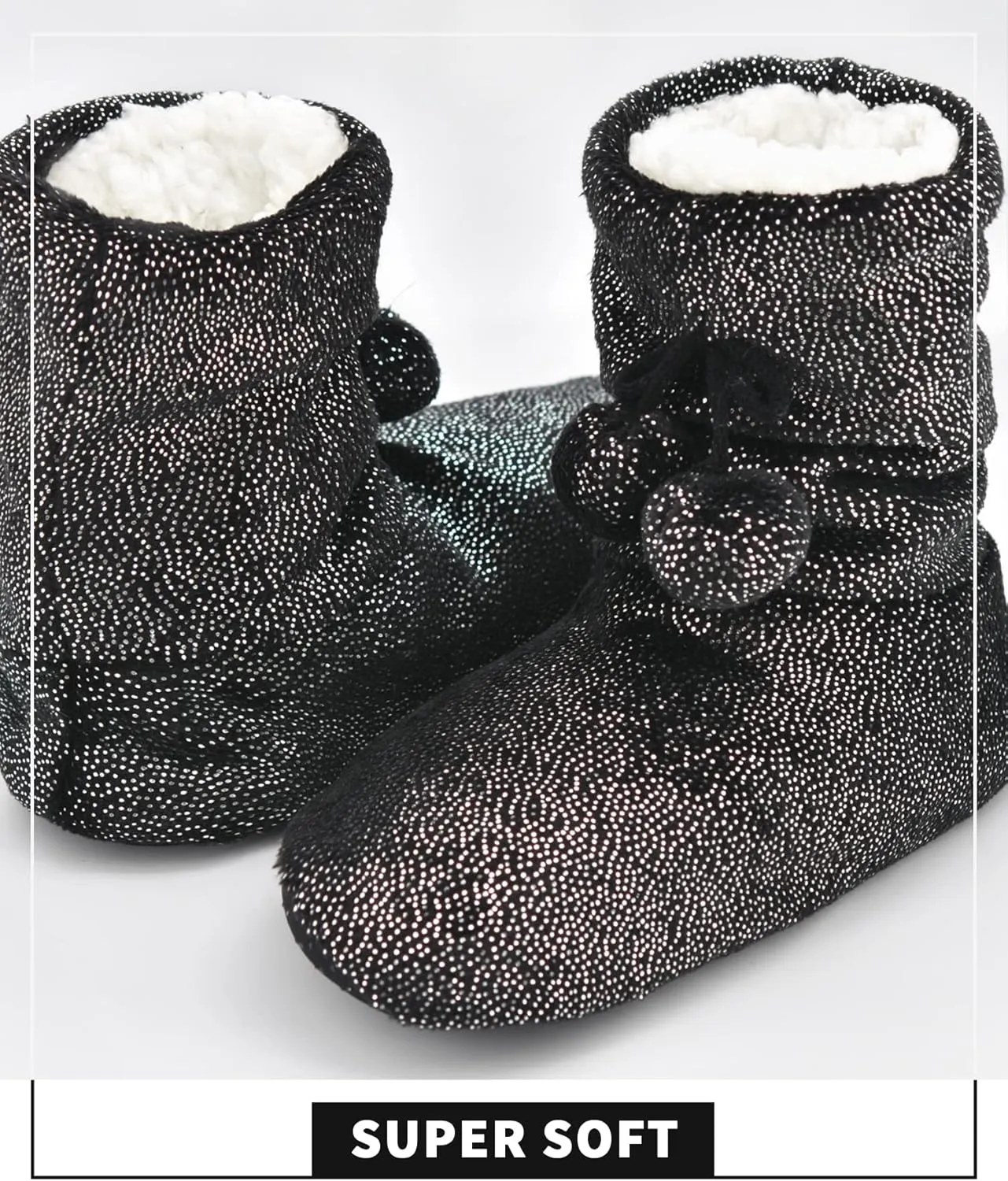 Panda Bros Women's Slipper Sock Indoor Super Soft Warm Fuzzy Lined Booties Slippers, Winter Fluffy House Socks with Grippers