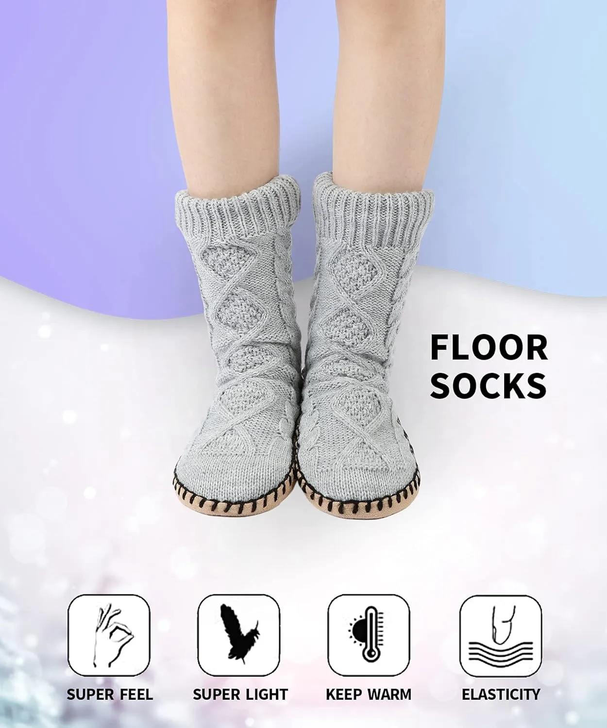 Panda Bros Women's Winter Super Soft Warm Cozy Fuzzy Fleece-Lined with Grippers Slipper Socks