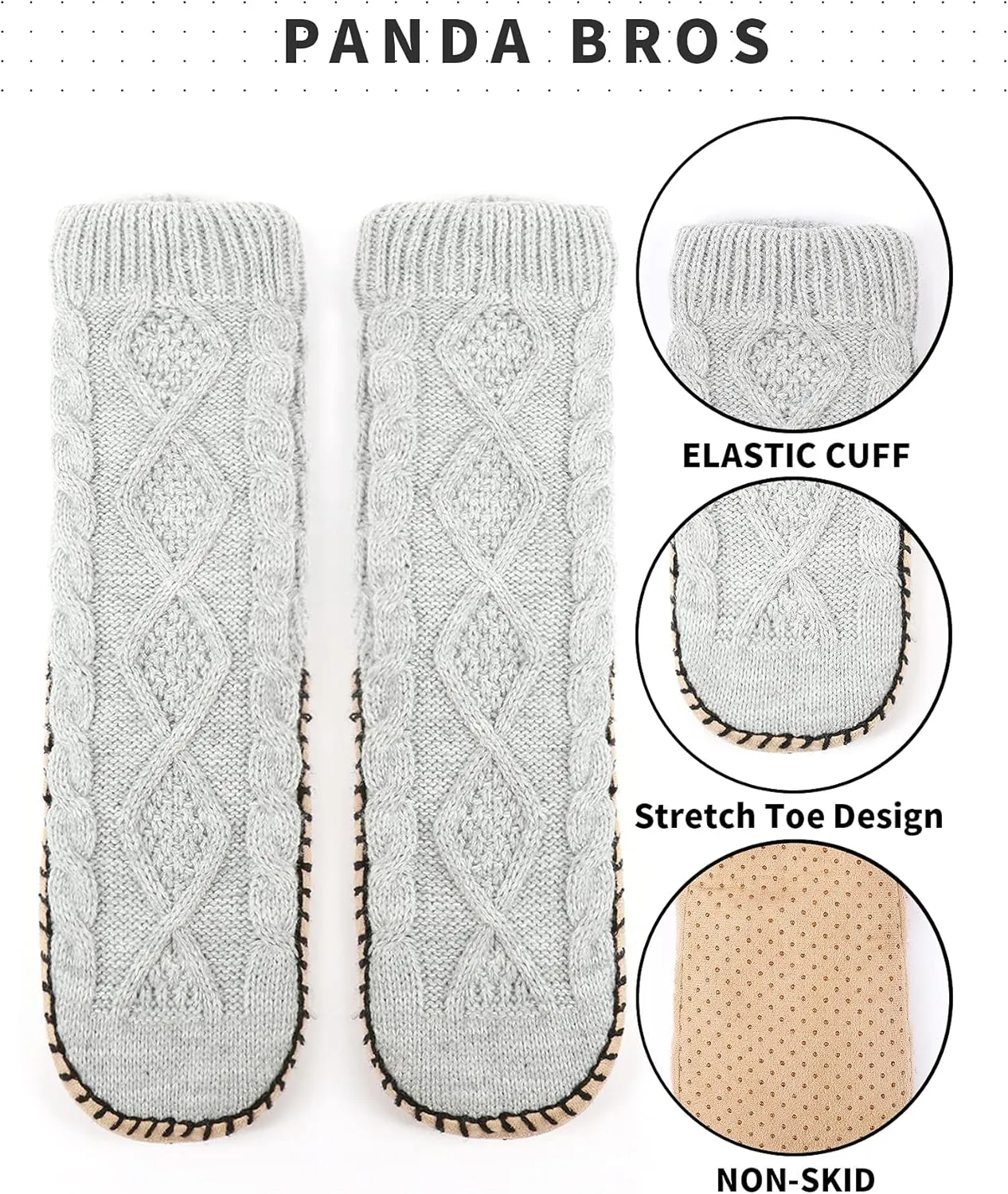Panda Bros Women's Winter Super Soft Warm Cozy Fuzzy Fleece-Lined with Grippers Slipper Socks