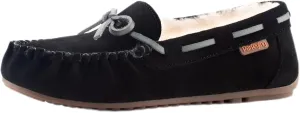 Parfeying Women's Sheepskin Moccasins Cow Suede Memory Foam Slippers Indoor Outdoor Shearling Winter Shoes
