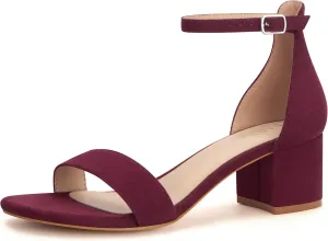 PARTY Women's Open Toe Ankle Strap Low Block Chunky Heels Sandals