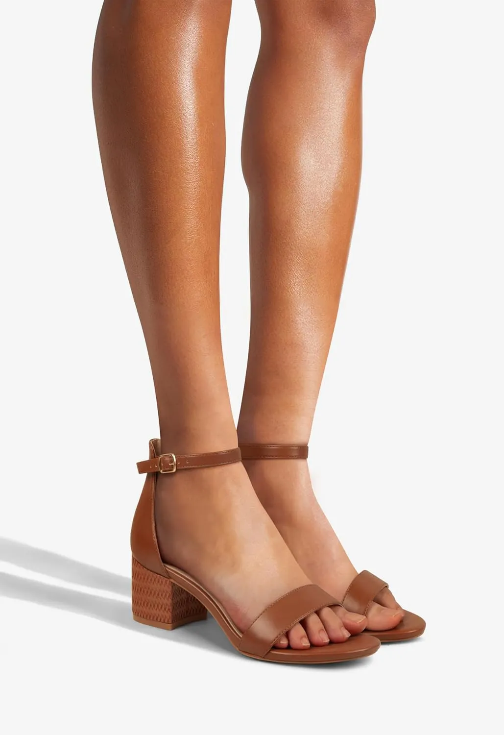 PARTY Women's Open Toe Ankle Strap Low Block Chunky Heels Sandals