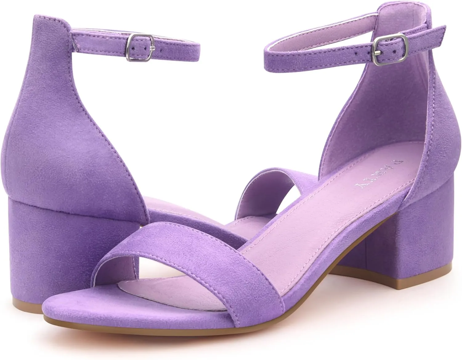 PARTY Women's Open Toe Ankle Strap Low Block Chunky Heels Sandals