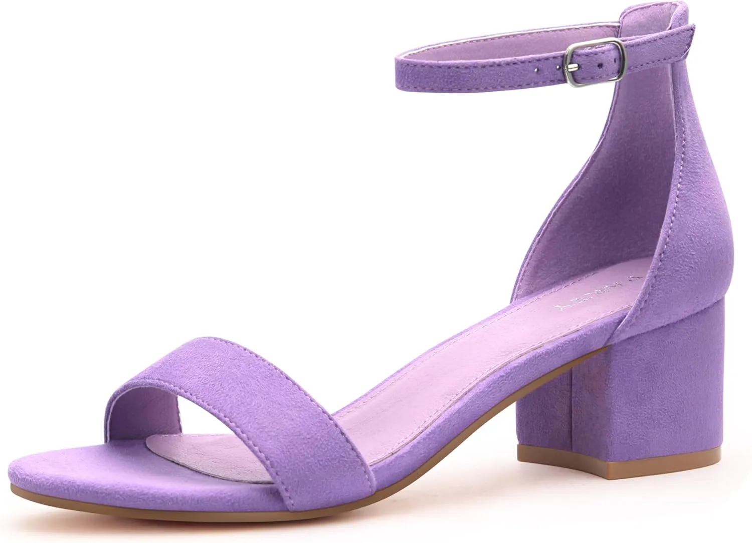 PARTY Women's Open Toe Ankle Strap Low Block Chunky Heels Sandals