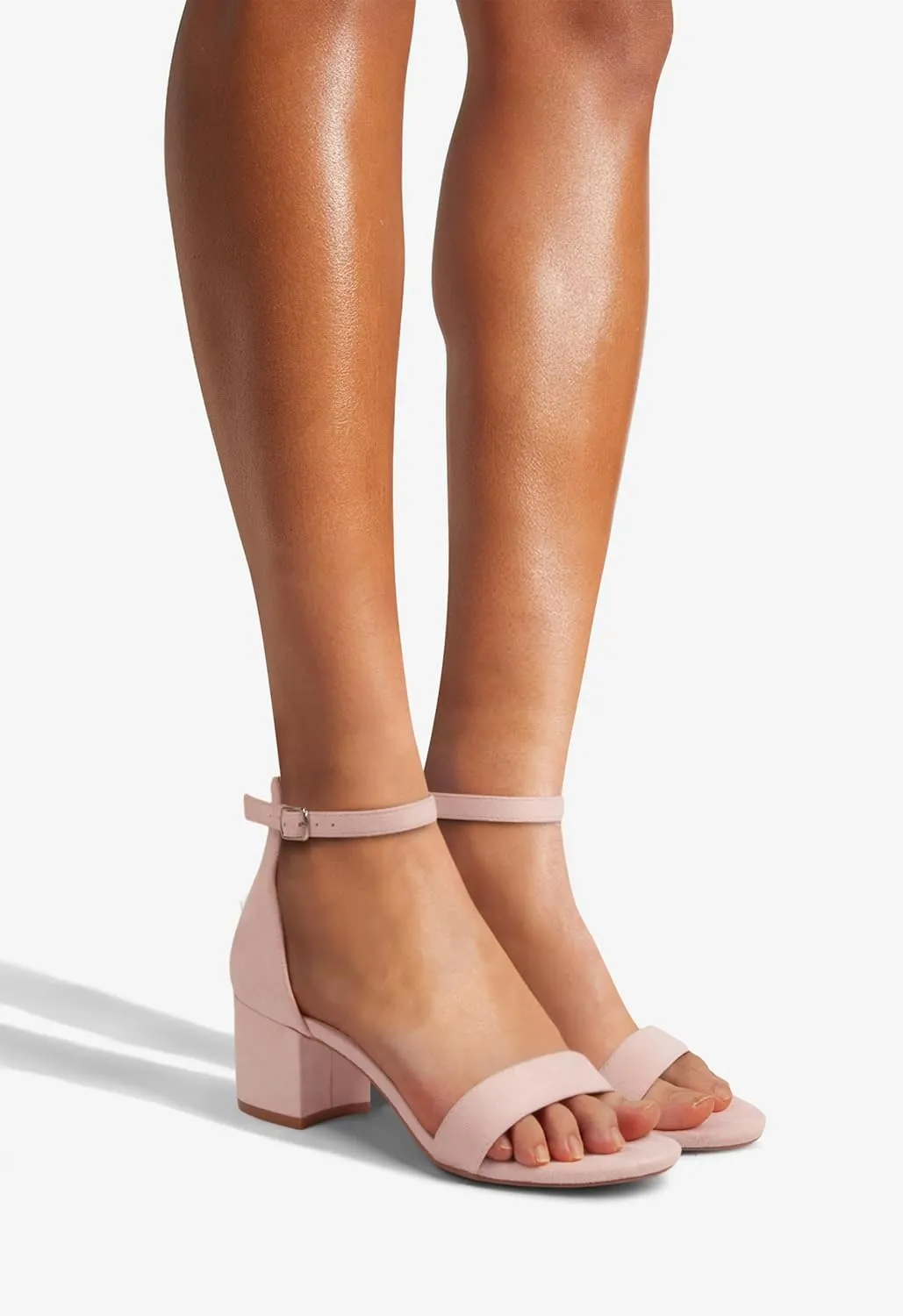 PARTY Women's Open Toe Ankle Strap Low Block Chunky Heels Sandals