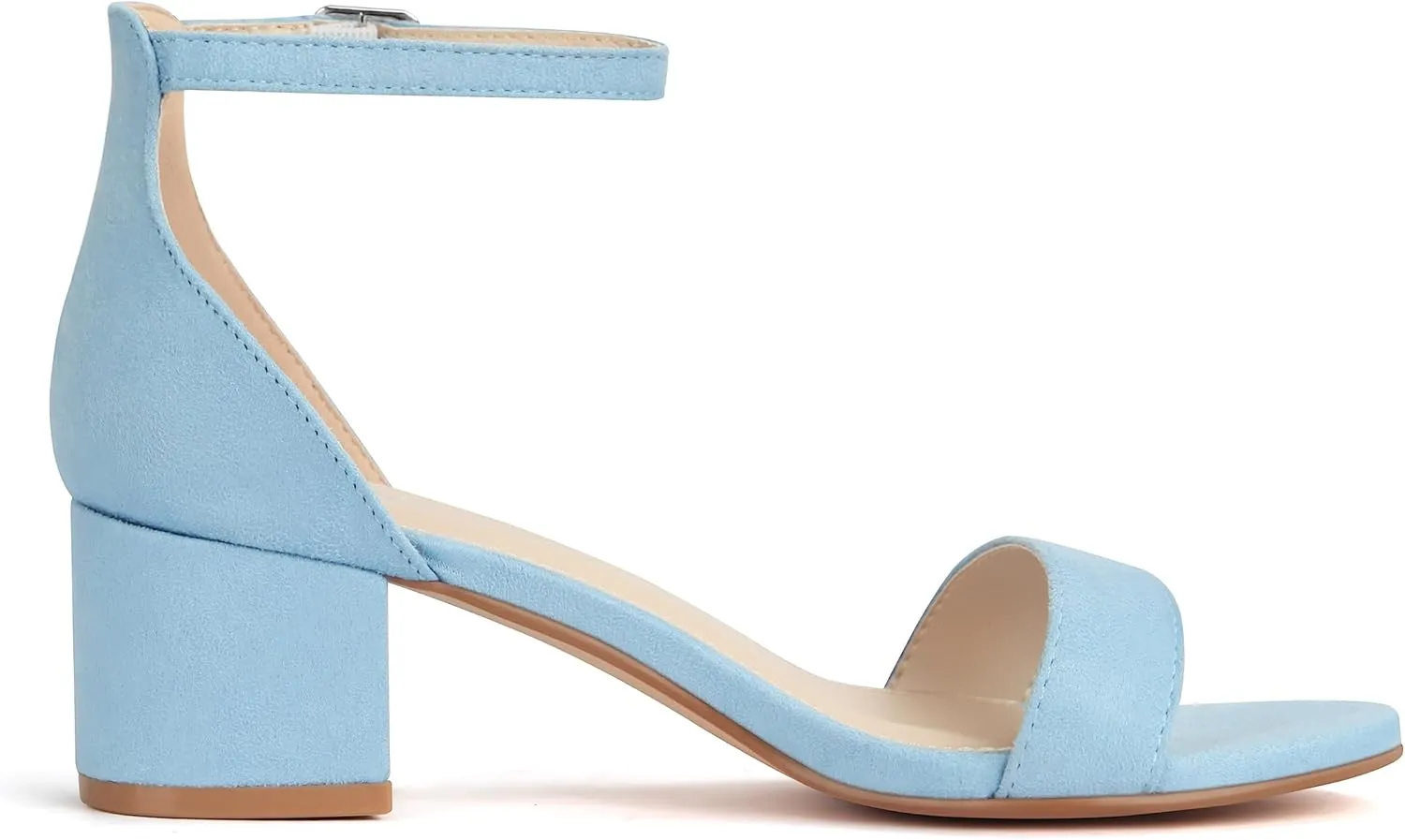 PARTY Women's Open Toe Ankle Strap Low Block Chunky Heels Sandals