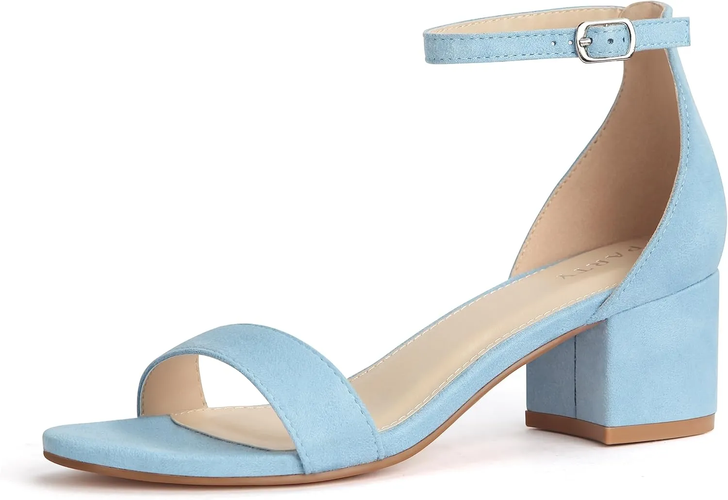 PARTY Women's Open Toe Ankle Strap Low Block Chunky Heels Sandals