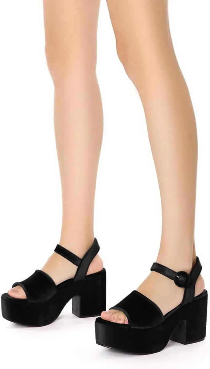 Pazzion Women Chunky High Heel Platform Sandals Open Toe Ankle Strap Buckle Ladies Shoes for Bridal Prom Event Size 4-16 US