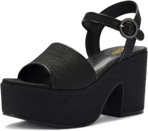 Pazzion Women Chunky High Heel Platform Sandals Open Toe Ankle Strap Buckle Ladies Shoes for Bridal Prom Event Size 4-16 US