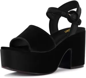 Pazzion Women Chunky High Heel Platform Sandals Open Toe Ankle Strap Buckle Ladies Shoes for Bridal Prom Event Size 4-16 US
