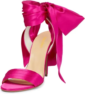 Pazzion Women Elegant Open Toe Satin Sandals Ankle Wrap Bowtie Stiletto Heels Evening Dress Event Shoes Size 4-16 US