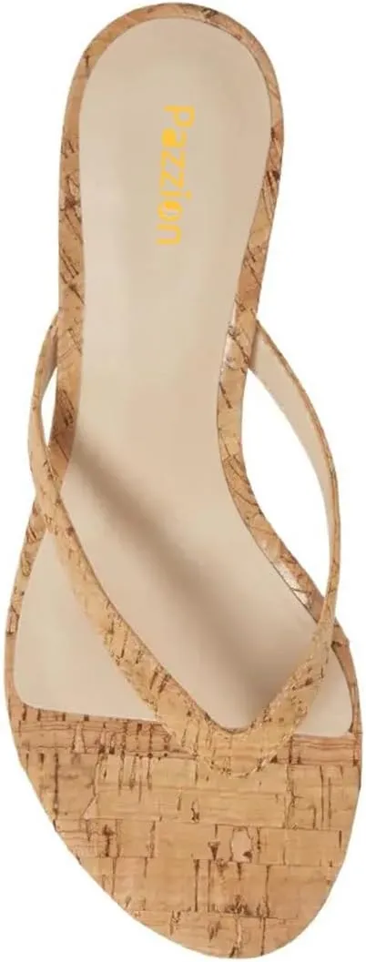 Pazzion Women Fashion Flip Flops Open Toe Low Heels Thong Sandals Casual Daily Summer Outdoor Dress Shoe Size 4-16 US
