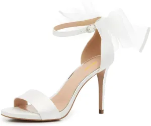 Pazzion Women Lovely Mesh Bows Stiletto High Heel Sandals Open Toe Ankle Strap Buckle Shoes Wedding Dinner Dress Size 4-16 US