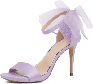 Pazzion Women Lovely Mesh Bows Stiletto High Heel Sandals Open Toe Ankle Strap Buckle Shoes Wedding Dinner Dress Size 4-16 US