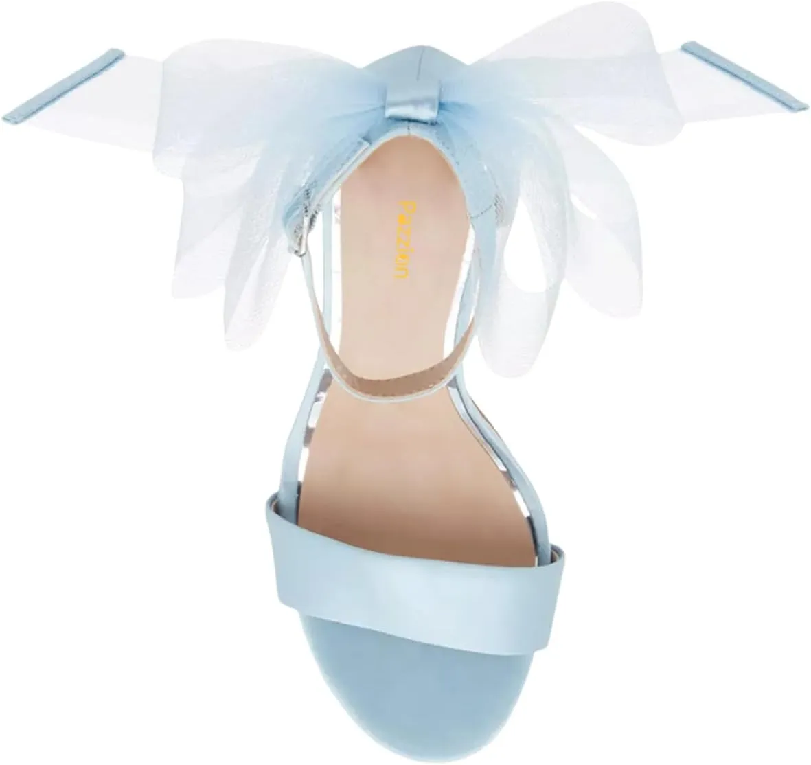 Pazzion Women Lovely Mesh Bows Stiletto High Heel Sandals Open Toe Ankle Strap Buckle Shoes Wedding Dinner Dress Size 4-16 US