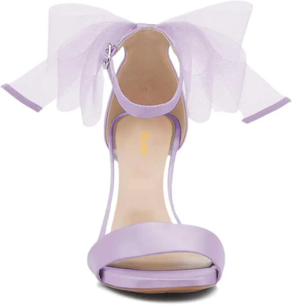 Pazzion Women Lovely Mesh Bows Stiletto High Heel Sandals Open Toe Ankle Strap Buckle Shoes Wedding Dinner Dress Size 4-16 US