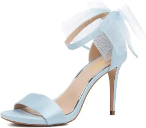 Pazzion Women Lovely Mesh Bows Stiletto High Heel Sandals Open Toe Ankle Strap Buckle Shoes Wedding Dinner Dress Size 4-16 US