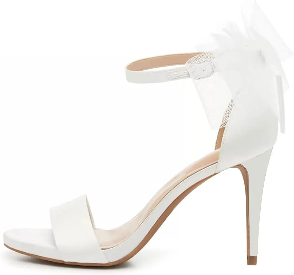 Pazzion Women Lovely Mesh Bows Stiletto High Heel Sandals Open Toe Ankle Strap Buckle Shoes Wedding Dinner Dress Size 4-16 US