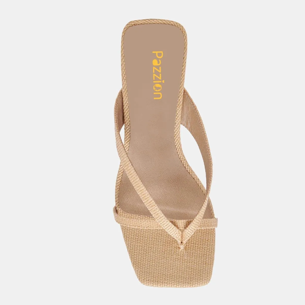 Pazzion Women Open Square Toe Kitten Heel Flip Flop Sandals Slip On Low Heeled Slippers Daily Indoor Shopping Shoes Size 4-16 US