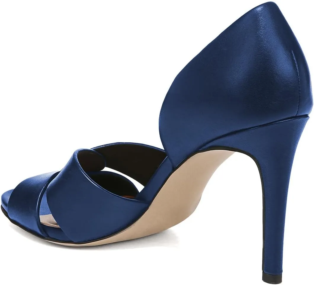 Pazzion Women Sexy Open Almond Toe High Heeled D'Orsay Pumps Slip On Stiletto Heel Two Pieces Sandals Versatile Party Evening Shoes Size 4-16 US