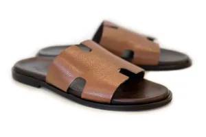 Pelle "Egea" Slip-On Calfskin Sandal Tan Pelle "Egea" Slip-On Calfskin Sandal Tan