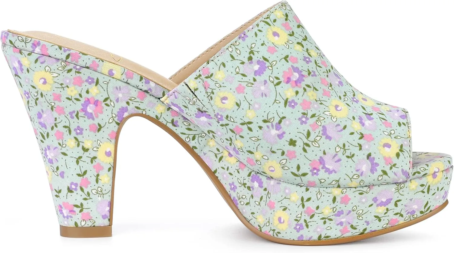 Perphy Platform Floral Chunky Heel Slides Sandals for Women