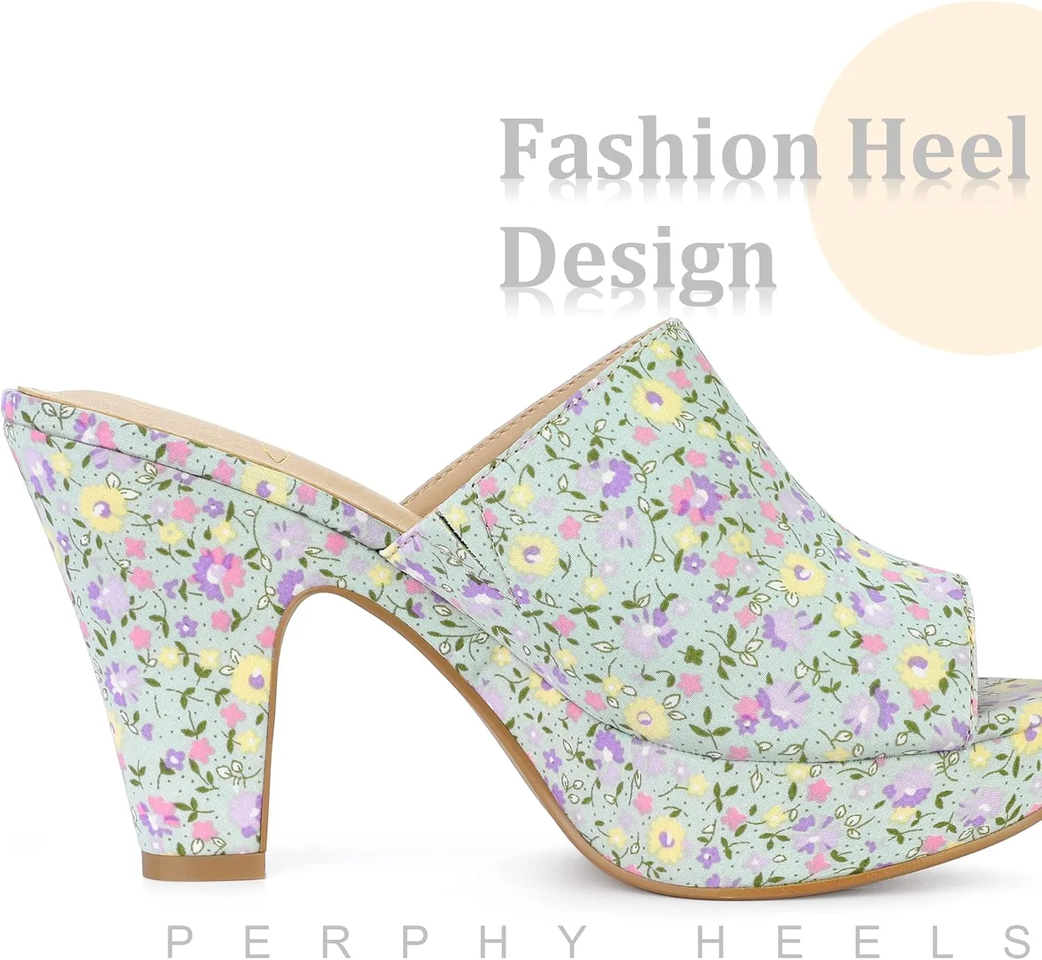 Perphy Platform Floral Chunky Heel Slides Sandals for Women